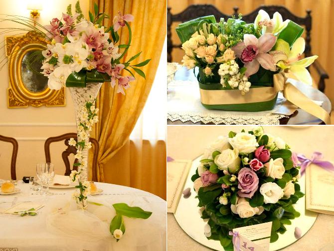 Allestimenti floreali tavoli matrimonio sposarsi in calabria Composizioni floreali in vasi di vetro alti
